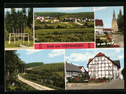 AK Nienhagen / Hann. Münden, Strassenpartie Mit Geschäft Hartwig Pfeiffer, Blick Zur Kirche, Waldweg  - Hannoversch Münden