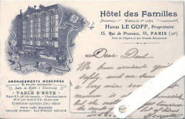 75 Paris IX,  Rue De Provence, Hôtel Des Familles, Avec Publicité, D09.97 - Distretto: 09