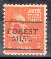 USA Precancel Vorausentwertungen Preo Locals Mississippi, Forest 701 - Préoblitérés
