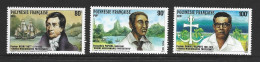 French Polynesia 1988 Protestant Missionaries Set Of 3 MNH - Ongebruikt