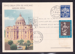 1963 Vaticano Vatican INTERO POSTALE Giardini San Pietro Cartolina Postale L.20 + L.5 Annullo 29/9/63 St. Peter Garden - Interi Postali