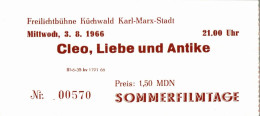 H2800 - Freilichtbühne Küchwald Karl Marx Stadt Eintrittskarte Sommerfilmtage Kino DDR - Toegangskaarten