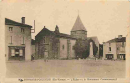 87 - Bussière Poitevine - L'Eglise Et Le Monument Commémoratif - Animée - CPA - Voir Scans Recto-Verso - Bussiere Poitevine