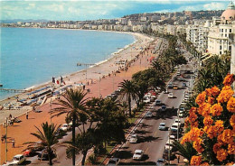 06 - Nice - La Promenade Des Anglais - La Plage - Automobiles - Fleurs - CPM - Carte Neuve - Voir Scans Recto-Verso - Andere & Zonder Classificatie