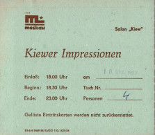 H2801 - Hotel Moskau Karl Marx Stadt Eintrittskarte Kiew Kiewer Impressionen DDR - Tickets D'entrée
