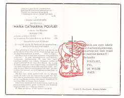 DP Maria Catharina Polfliet ° Belsele Sint-Niklaas 1871 † Puivelde 1956 X Alfons Pyl Pijl // De Wilde Maes - Devotion Images