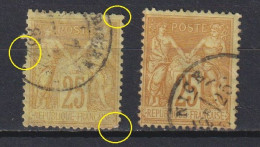 France: Y&T N° 92/92a (dents Courtes Et Aminci Sur Le 1 Ier) Type II Oblitéré. TB ! - 1876-1898 Sage (Type II)