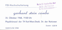 H2804 - Karl Marx Stadt TH Technische Hochschule Eintrittskarte FDJ - Gerhard Stein Combo DDR - Tickets D'entrée