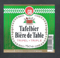 GB - BRUSSEL - GB TAFELBIER - TRIPEL  - 75 CL- BIERETIKET (BE 703) - Beer