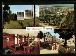 AK Freyung V. Wald, Hotel Lusen, Speisesaal, Strassenpartie Mit Geschäft Huber  - Freyung