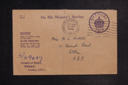 ROYAUME UNI - Enveloppe En Franchise Postale De Londres En 1946 - L 153214 - Marcophilie