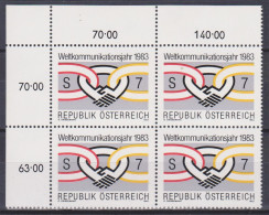 1983 , Mi 1731 ** (1) - 4er Block Postfrisch -  Weltkommunikationsjahr - Neufs