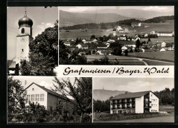 AK Grafenwiesen /Bayer. Wald, Blick Auf Eine Hotel-Pension, Kirche, Ortsansicht  - Other & Unclassified