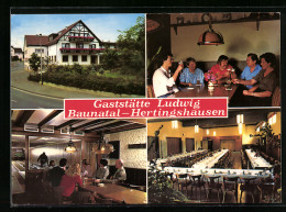 AK Baunatal-Hertingshausen, Die Gaststätte Ludwig, Kegelbahn, Festsaal Und Speisezimmer, Grossritter Str. 22  - Baunatal