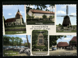 AK Schneeren /Neustadt, Waldschule, Windmühle, Ev. Kirche, Kiegerdenkmal, Schafe Am Brink  - Other & Unclassified