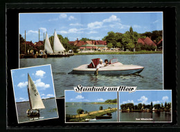 AK Steinhude Am Meer, Ortsansicht Vom Steinhuder Meer, Segelboot, Promenade, Insel Wilhelmstein  - Steinhude