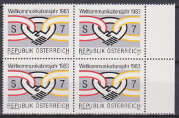 1983 , Mi 1731 ** (6) - 4er Block Postfrisch -  Weltkommunikationsjahr - Unused Stamps