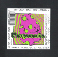 PARANOIA - 33 CL - 7 % ALC.    - 1 BIERETIKET  (BE 709) - Beer