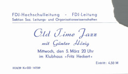 H2807 - Karl Marx Stadt Klubhaus Der Jugend Fritz Heckert Eintrittskarte FDJ - Old Time Jazz Günter Hörig DDR - Tickets D'entrée