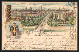 Lithographie München, Panorama Vom Maximilianeum Aus, Münchner Kindl  - München