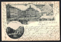 Lithographie Köln-Neustadt, Buch & Papierhandlung Hugo Feldhaus, Gewerbliche Fachschule, Salier-Ring  - Koeln