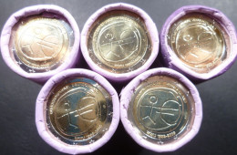 Germania - 5 X 2 Euro 2009 - 10° Anniversario - Unione Economica E Monetaria (UEM) - KM# 277 - 5 Rotolini 25 Monete - Germany