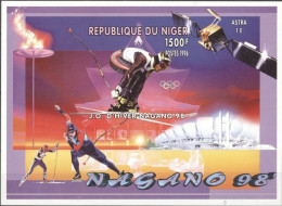 Niger 1996, Olympic Games In Nagano, Skiing, Skating, Satellite, BF IMPERFORATED - Niger (1960-...)