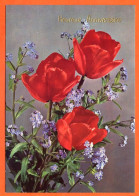 CP Heureux Anniversaire Fleurs Fleur Série 37844 8  Roses Carte Vierge TBE - Fleurs