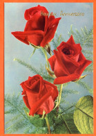 CP Heureux Anniversaire Fleurs Fleur Série 37844 3  Roses Carte Vierge TBE - Fleurs