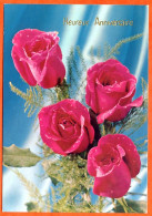 CP Heureux Anniversaire Fleurs Fleur Série 37720 6 Rose Roses Carte Vierge TBE - Fleurs