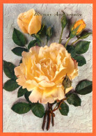 CP Heureux Anniversaire Fleurs Fleur Série 290 9  Roses Carte Vierge TBE - Fleurs