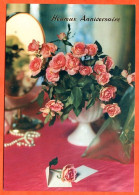 CP Heureux Anniversaire Fleurs Fleur Série 199  9  Bouquet Roses Carte Vierge TBE - Fleurs