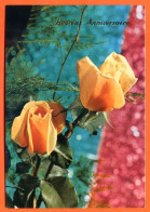 CP Heureux Anniversaire Fleurs Fleur Série 197 7  Roses Carte Vierge TBE - Fleurs