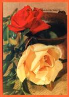 CP Heureux Anniversaire Fleurs Fleur Série 197 5  Roses Carte Vierge TBE - Fleurs