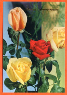 CP Heureux Anniversaire Fleurs Fleur Série 197 4  Roses Carte Vierge TBE - Fleurs