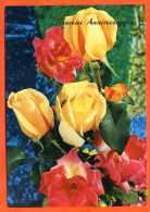 CP Heureux Anniversaire Fleurs Fleur Série 197 1  Roses Carte Vierge TBE - Fleurs