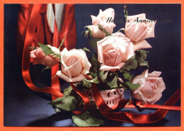 CP Heureux Anniversaire Fleurs Fleur Série 140 6  Roses Carte Vierge TBE - Flowers