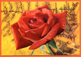 CP Heureux Anniversaire Fleurs Fleur Série 140 4 Roses Carte Vierge TBE - Fleurs