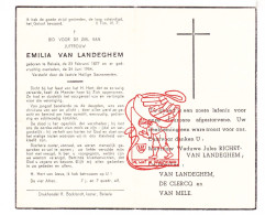 DP Juff. Emilia Van Landeghem ° Belsele Sint-Niklaas 1877 † 1954 Richet De Clercq Van Mele - Images Religieuses
