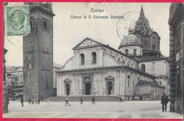 TORINO - CHIESA DI S. GIOVANNI BATTISTA - FORMATO PICCOLO - ED. MODIANO MILANO - VIAGGIATA 1913 PER LA FRANCIA - Churches