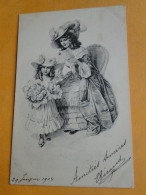 Illustrateur M. M. VIENNE -- Femme Et Enfant Avec Bouquet De Roses - Carte " Précurseur " 1904 - Vienne