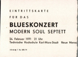 H2812 - Karl Marx Stadt TH Technische Hochschule Eintrittskarte FDJ - Blues Konzert Modern Soul Septett DDR - Toegangskaarten