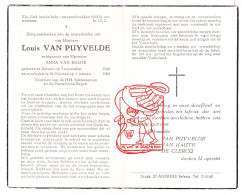 DP Louis Van Puyvelde 55j. ° Belsele 1906 † Sint-Niklaas 1962 X Anna Van Haute // De Clercq - Devotion Images