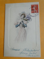 Illustrateur M. M. VIENNE -- Femme Avec Hotte De Fleurs - Carte Colorisée 1907 - Vienne