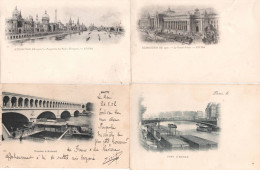 Lot 18 CPA PAris Expoisiton De 1900 Grand Palais Etrangers Pont Arcole Viaduc Auteuil Ecole Militaire Rue Monge - Sets And Collections