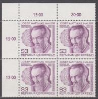 1983 , Mi 1733 ** (4) - 4er Block Postfrisch -  100. Geburtstag Von Josef Matthias Hauer - Unused Stamps
