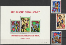 DAHOMEY 1972  -  INTERNATIONAL SEMINAR OF WORLD SCOUTING. EMBLEMS AND ACTIVITIES   - 3v+MS - - Benin - Dahomey (1960-...)
