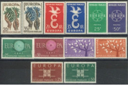 FRANCE - 1957/63, EUEOPS STAMPS COMPLETE SET OF 2 EACH YEAR, TOTAL 6 SETS,UMM (**). - Nuovi