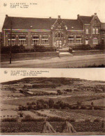 2 Prentbriefkaarten De Klijte  - School + Zicht Kemmelberg - Heuvelland