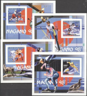 Niger 1996, Olympic Games In Nagano. Ice Hockey, Skiing, Bird, 4BF IMPERFORATED - Inverno1998: Nagano